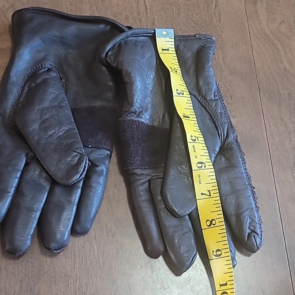 Women's Brown‎ Leather Gloves Size L/XL very good pre-owned Condition